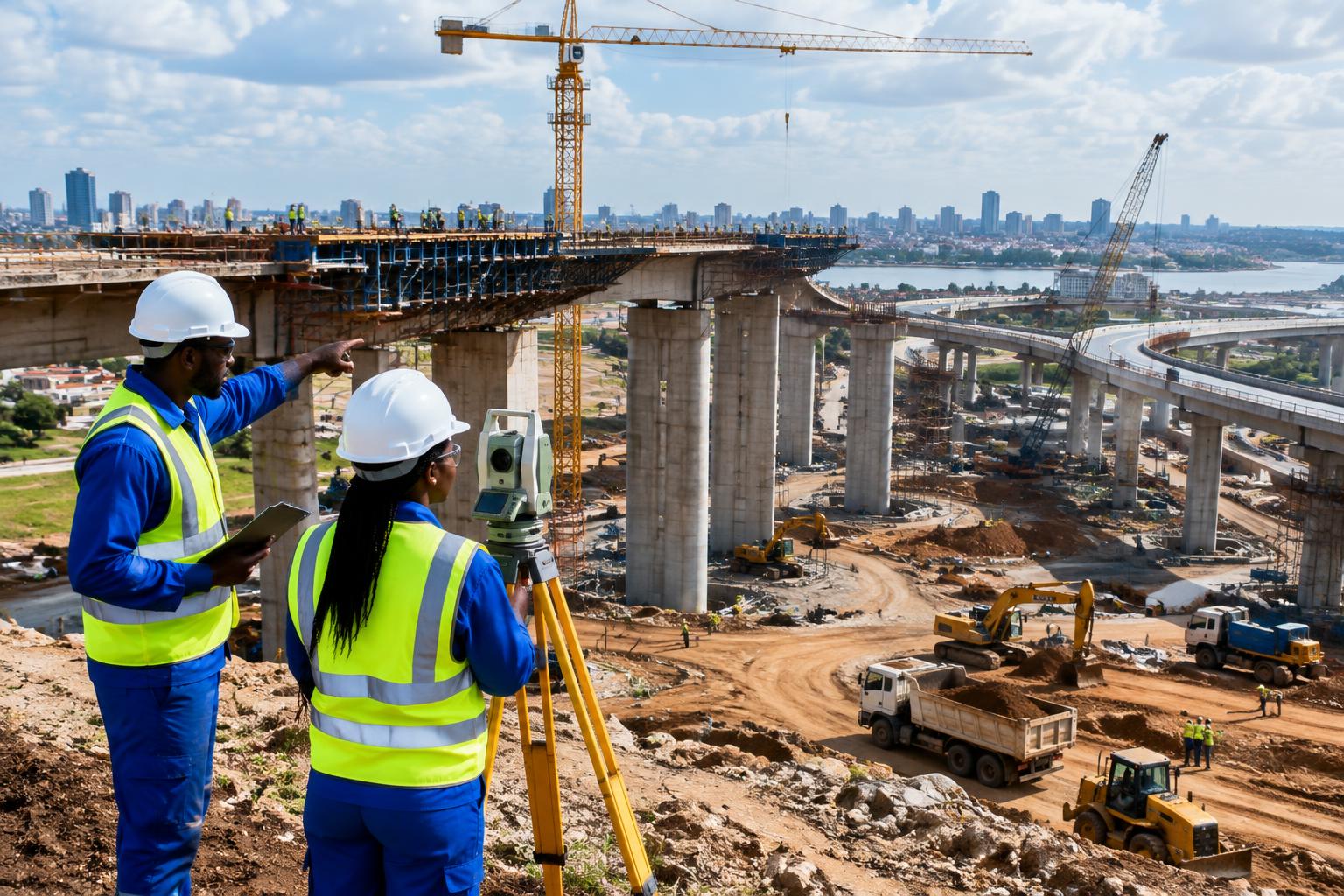 STRUCTURA civil engineers surveying a major African bridge and road infrastructure project