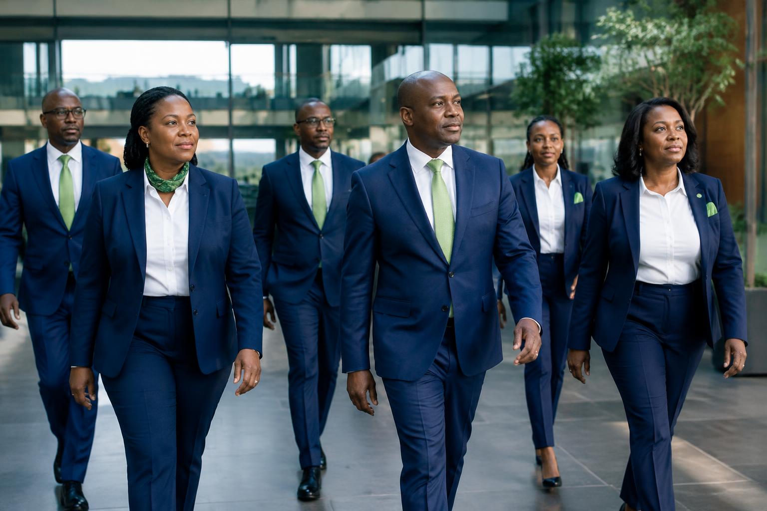 BIG HOLDING leadership team walking through a modern corporate headquarters